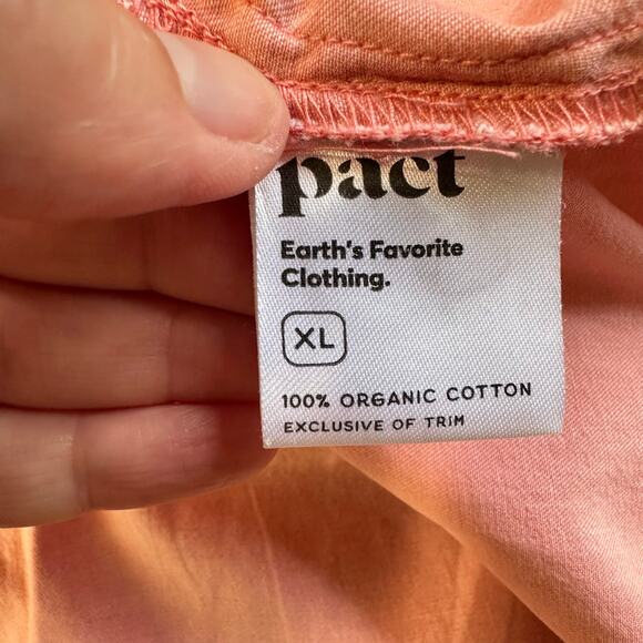 Pact Pink Chambray Button-Front Mini Dress Sz L - Picture 10 of 12